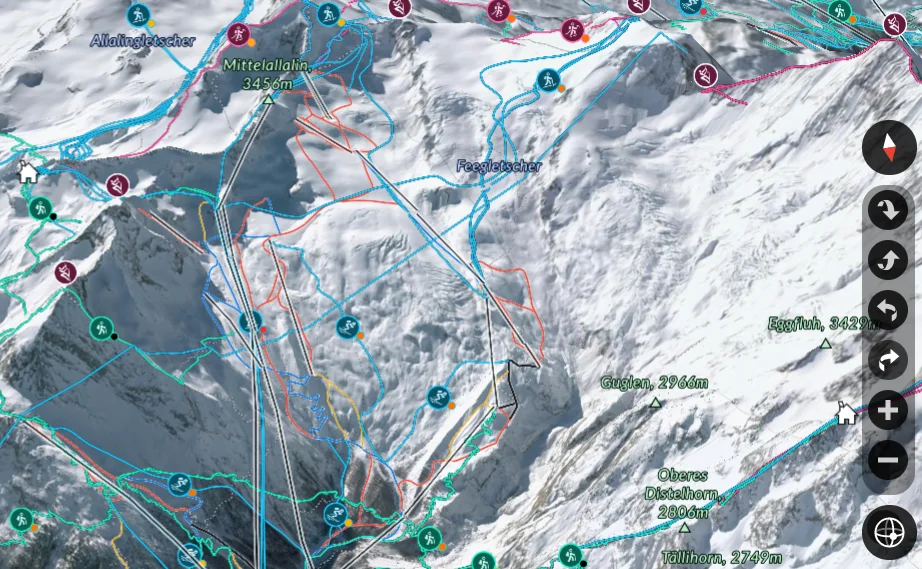 Image of Fatmap navigation menu for ski slope